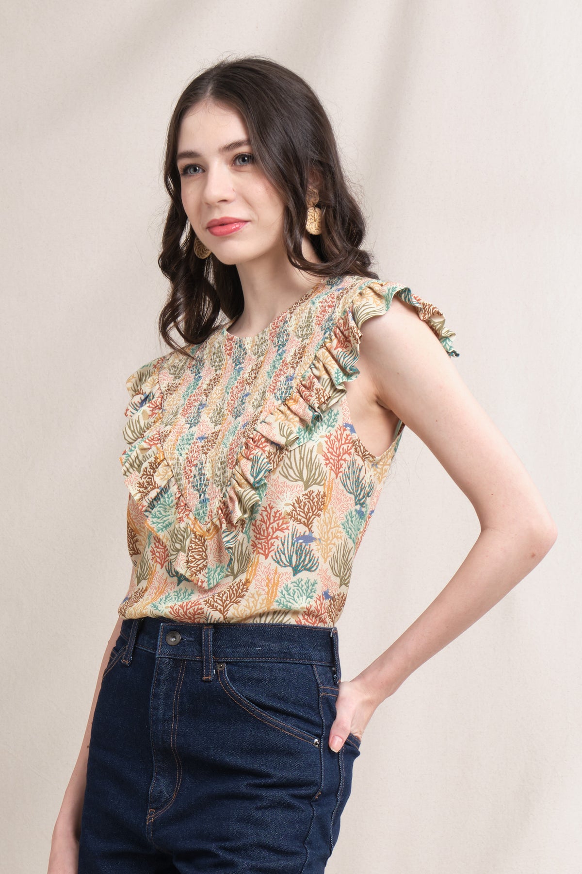 JILL Top in Beige Coral