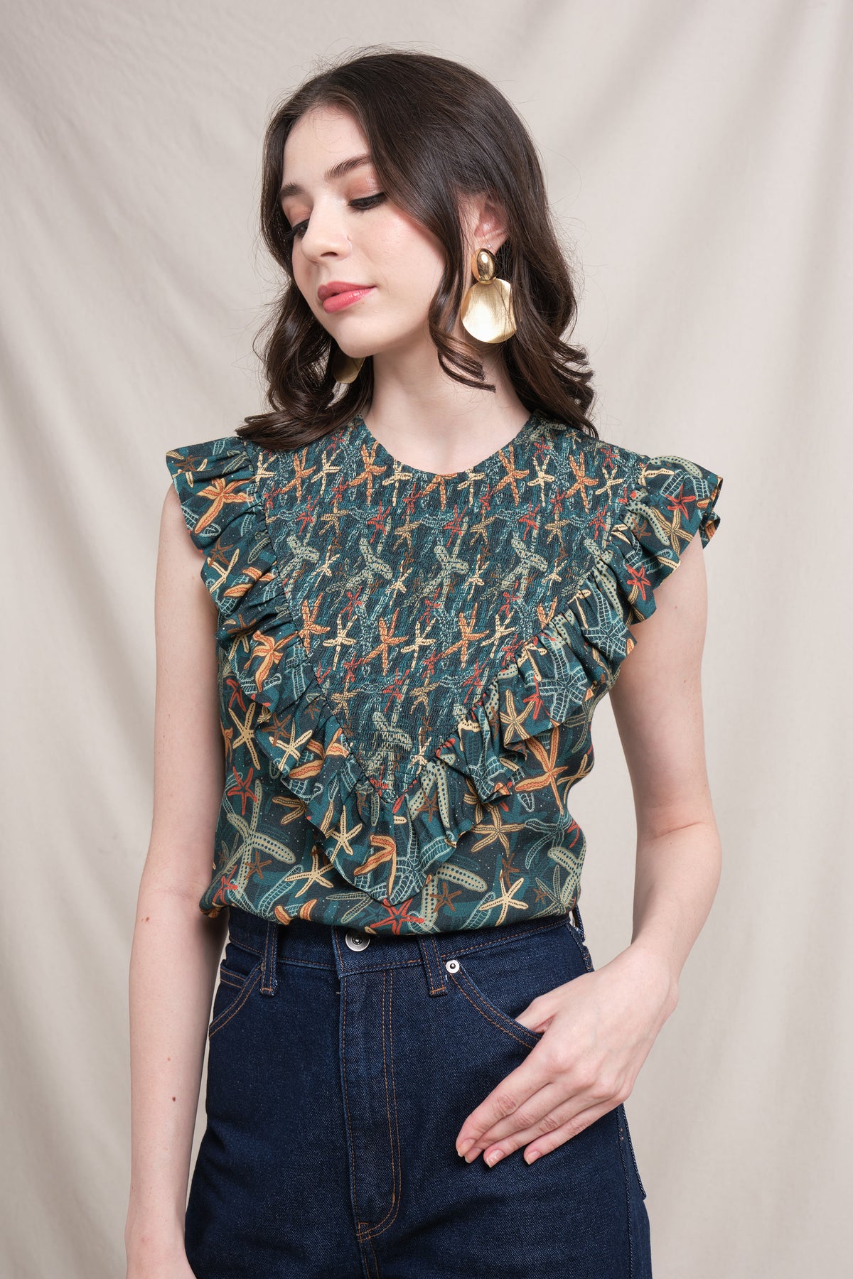 JILL Top in Emerald Aster