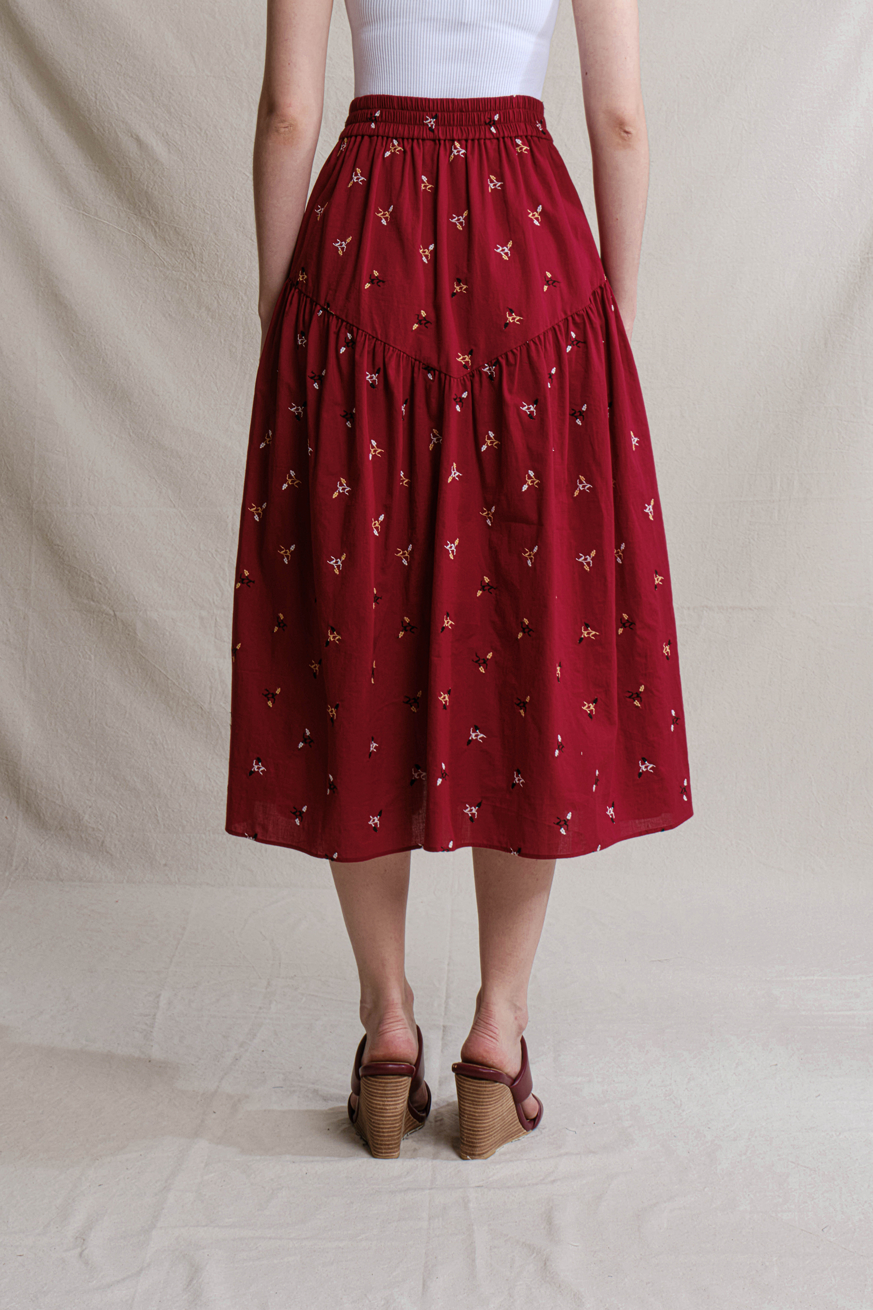 BUNDLING: Karina Top in Red Jagung and Kai Skirt in Red Jagung