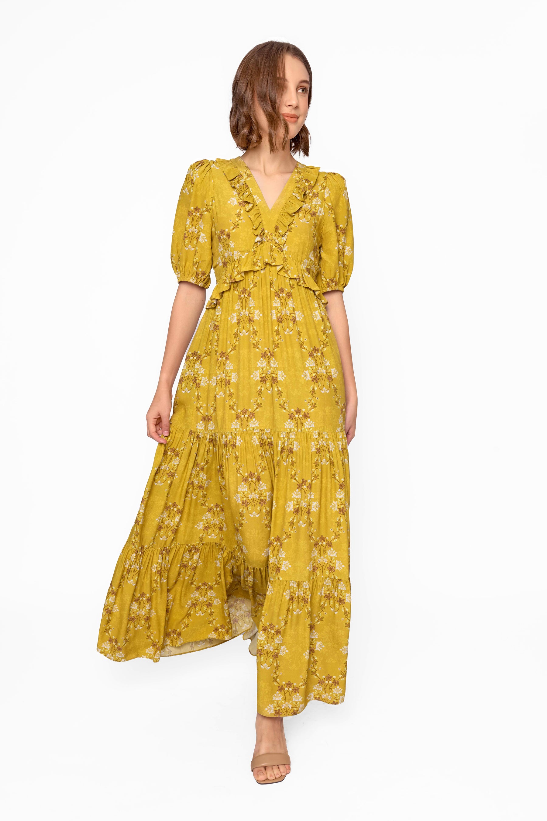 KALEA Dress in Yellow Bunga