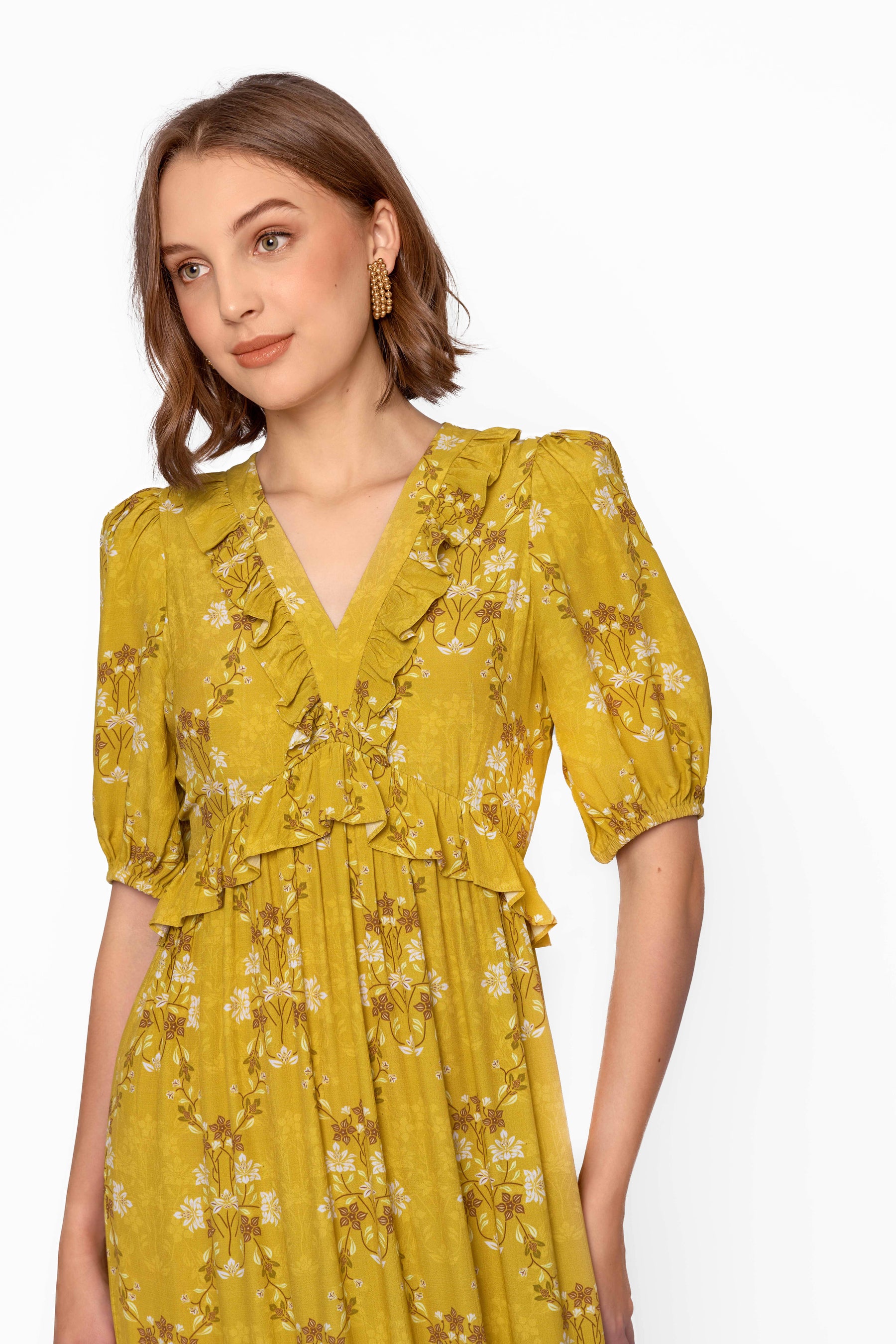 KALEA Dress in Yellow Bunga