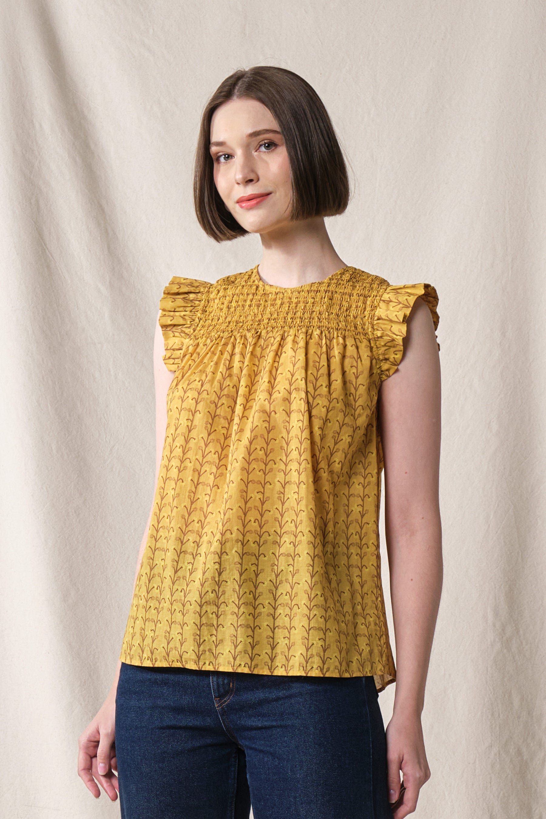 KAREN Top in Yellow Tebu