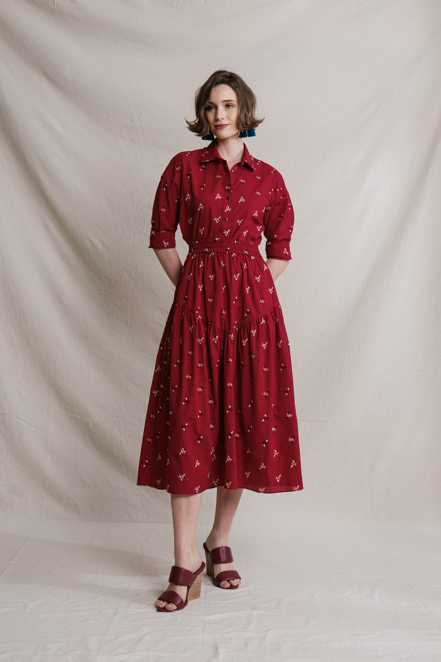 BUNDLING: Karina Top in Red Jagung and Kai Skirt in Red Jagung