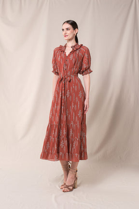 KIANA Dress in Terracotta Tulu