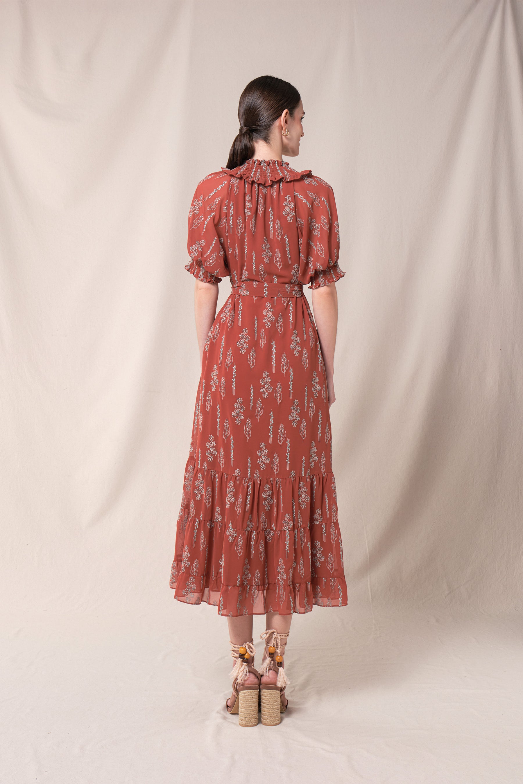 KIANA Dress in Terracotta Tulu