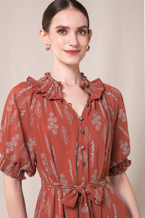 KIANA Dress in Terracotta Tulu