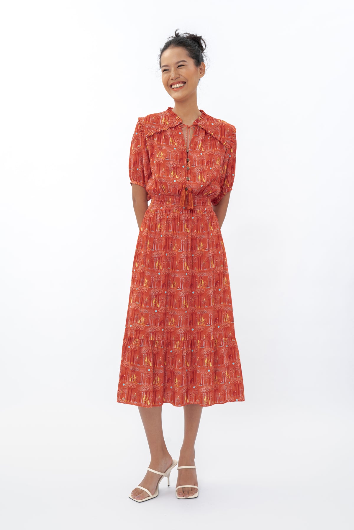 MALI Dress in Red Forest