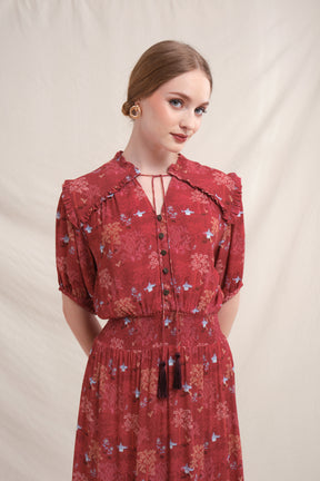 MALI Dress in Red Tumpang