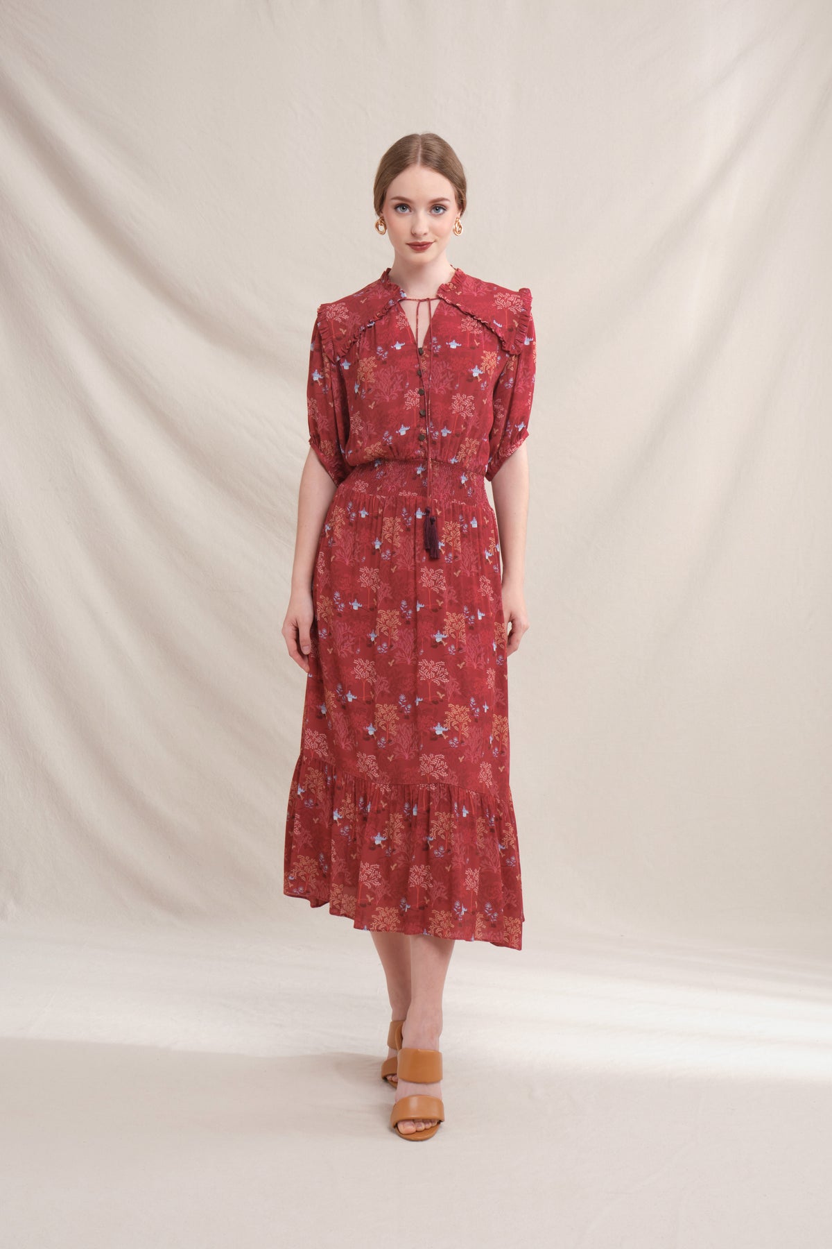 MALI Dress in Red Tumpang