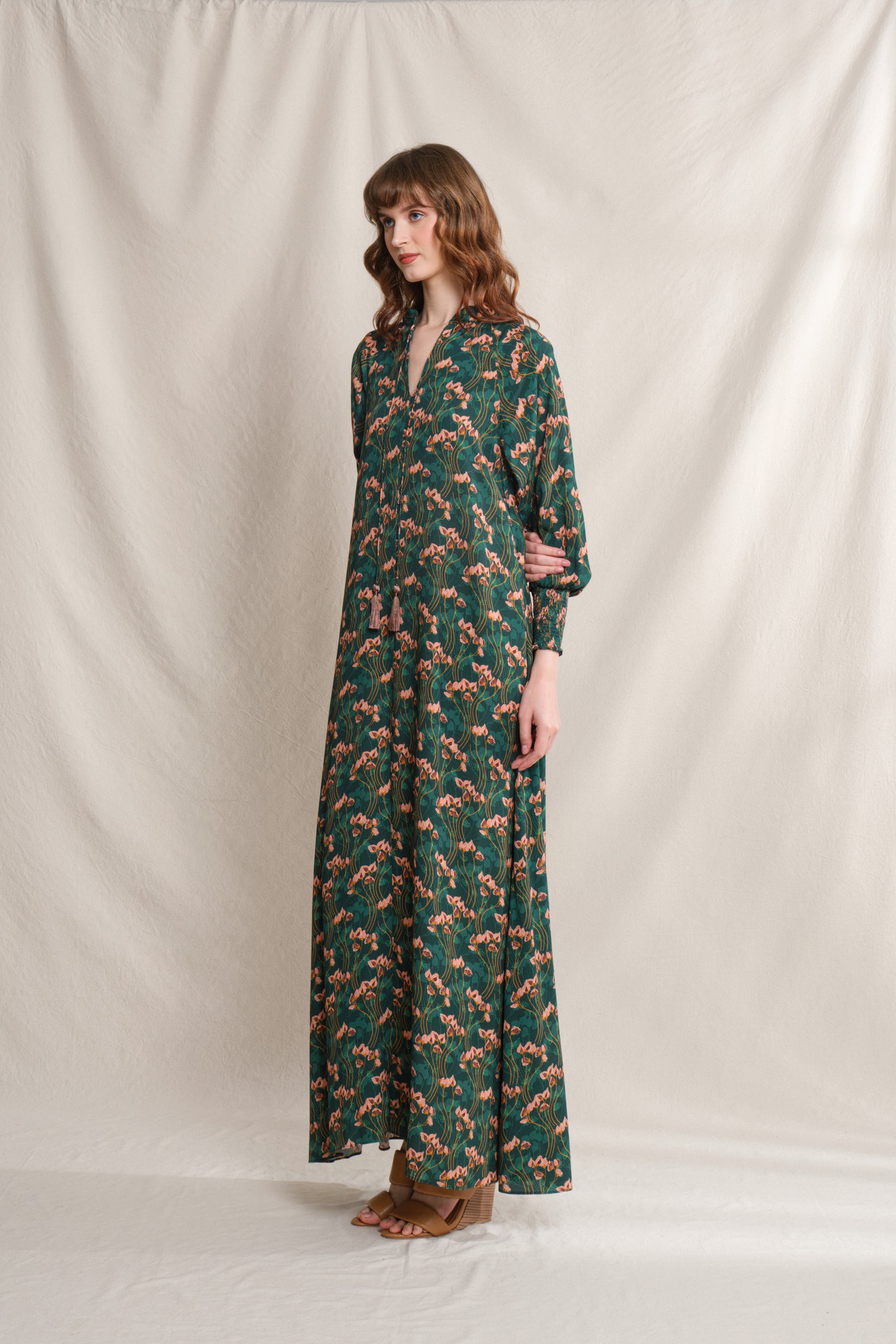 MAYLA Dress in Emerald Cassia