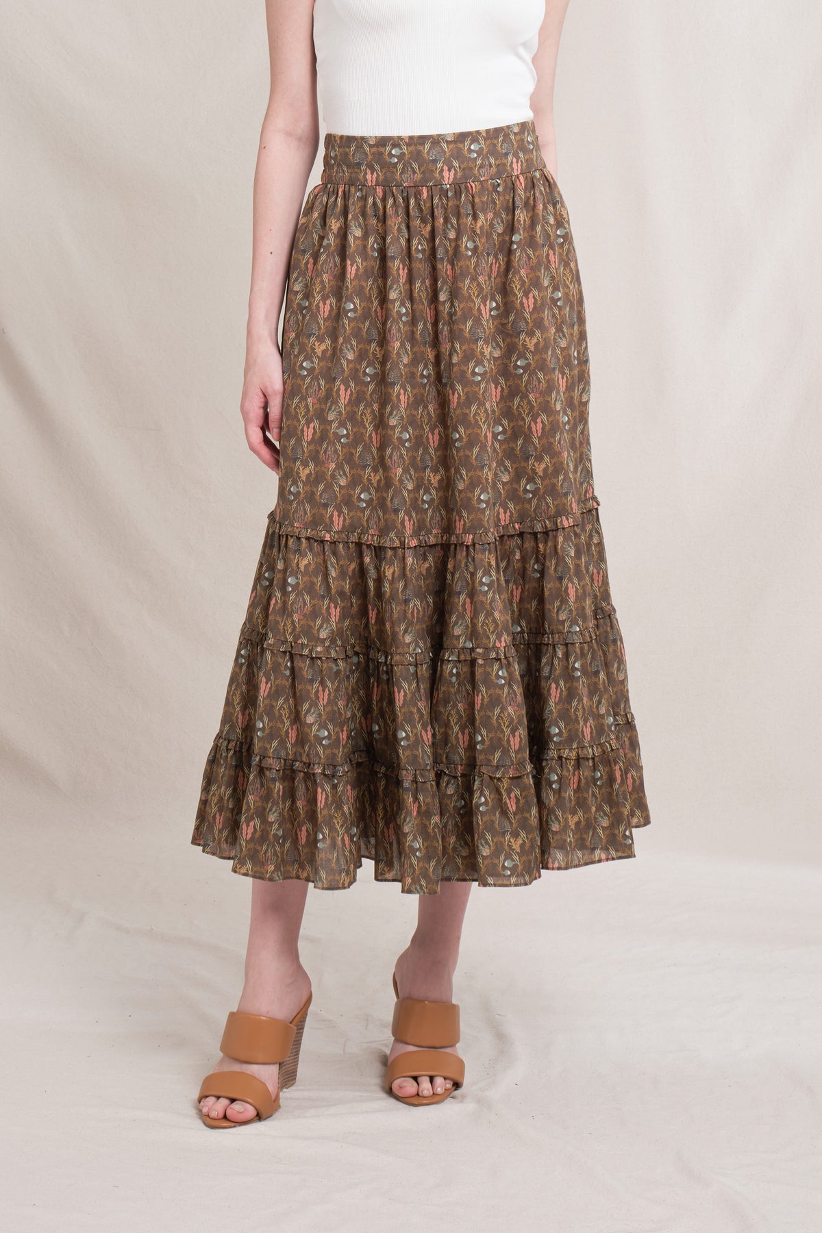MIU Skirt in Brown Ulva