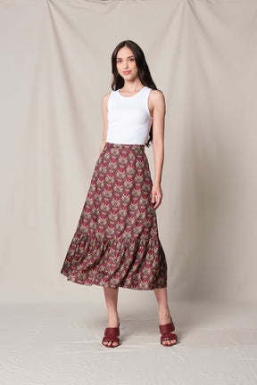 BUNDLING: Pamela Outer in Black Sumpang and Nava Skirt in Red Sumpang