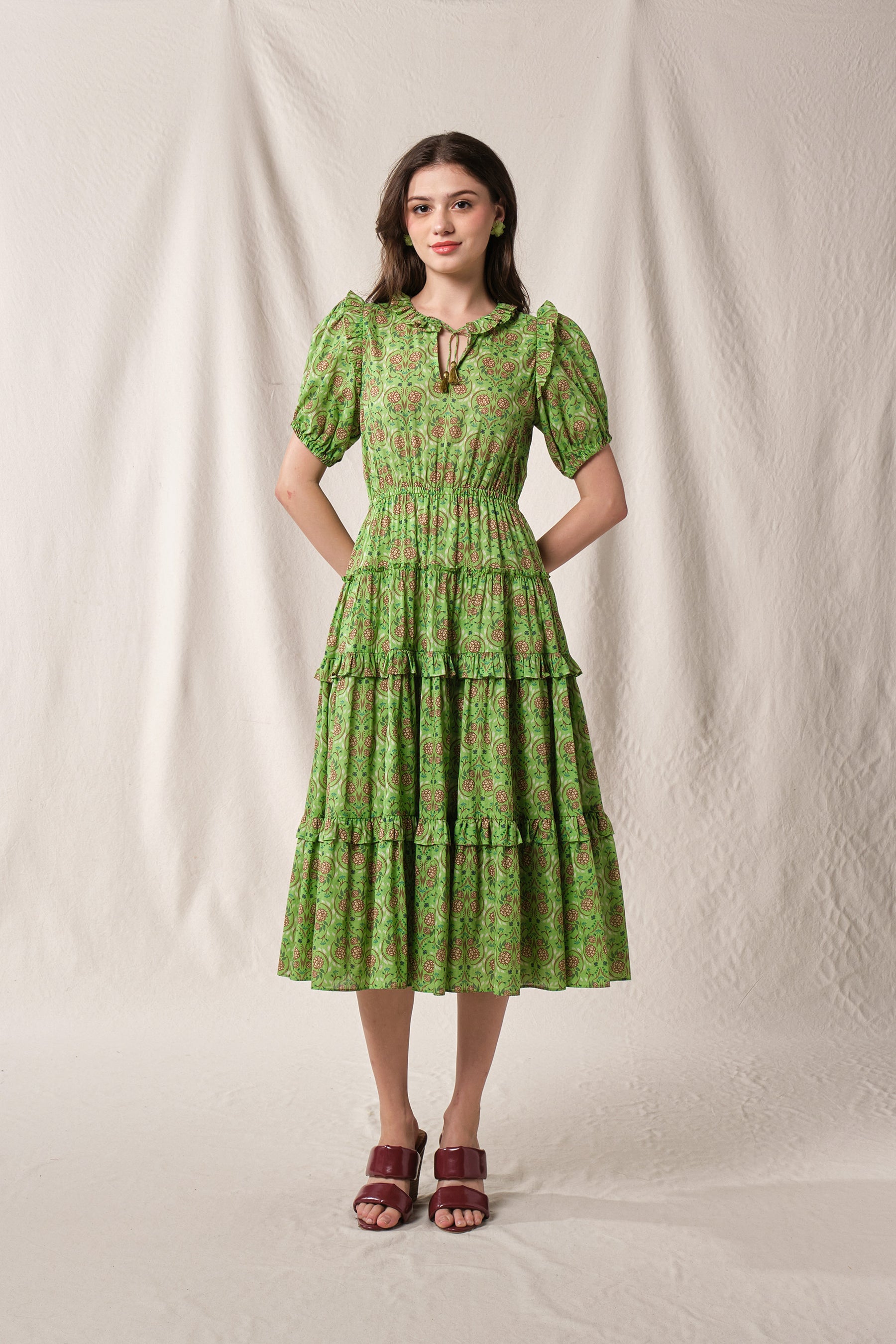 NESSA Dress in Green Rosea
