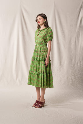 NESSA Dress in Green Rosea