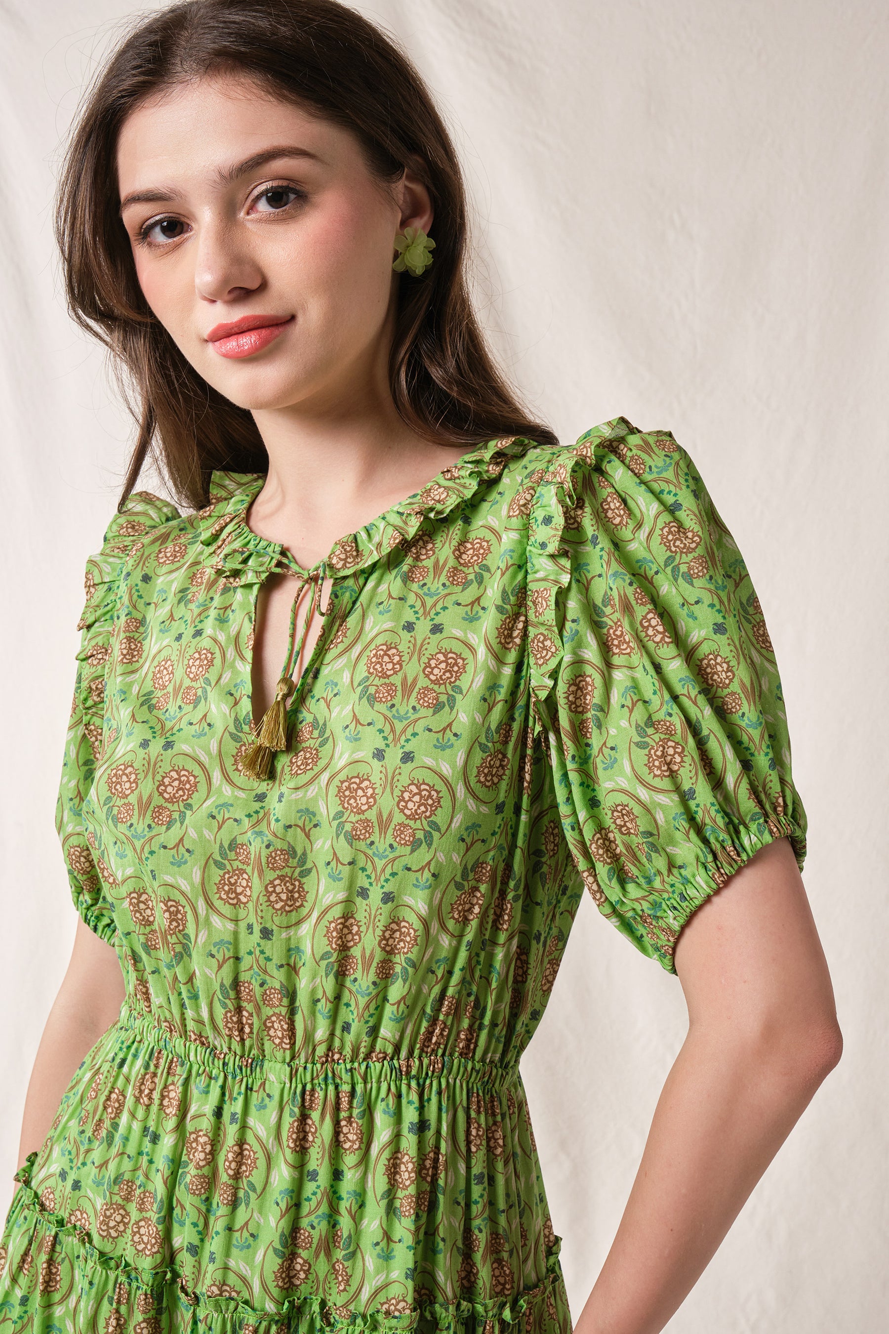 NESSA Dress in Green Rosea