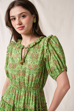 NESSA Dress in Green Rosea