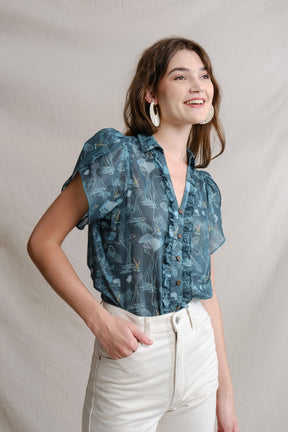 NIKA Top in Blue Mangrove