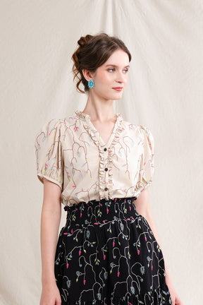 BUNDLING: Niki Top in Beige Lada and Riona Skirt in Black Lada