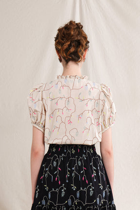 BUNDLING: Niki Top in Beige Lada and Riona Skirt in Black Lada