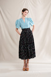 BUNDLING: Nora Top in Blue Lada and Riona Skirt in Black Lada