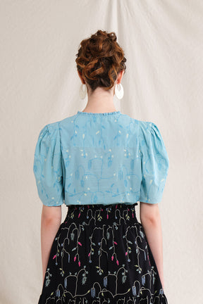 BUNDLING: Nora Top in Blue Lada and Riona Skirt in Black Lada