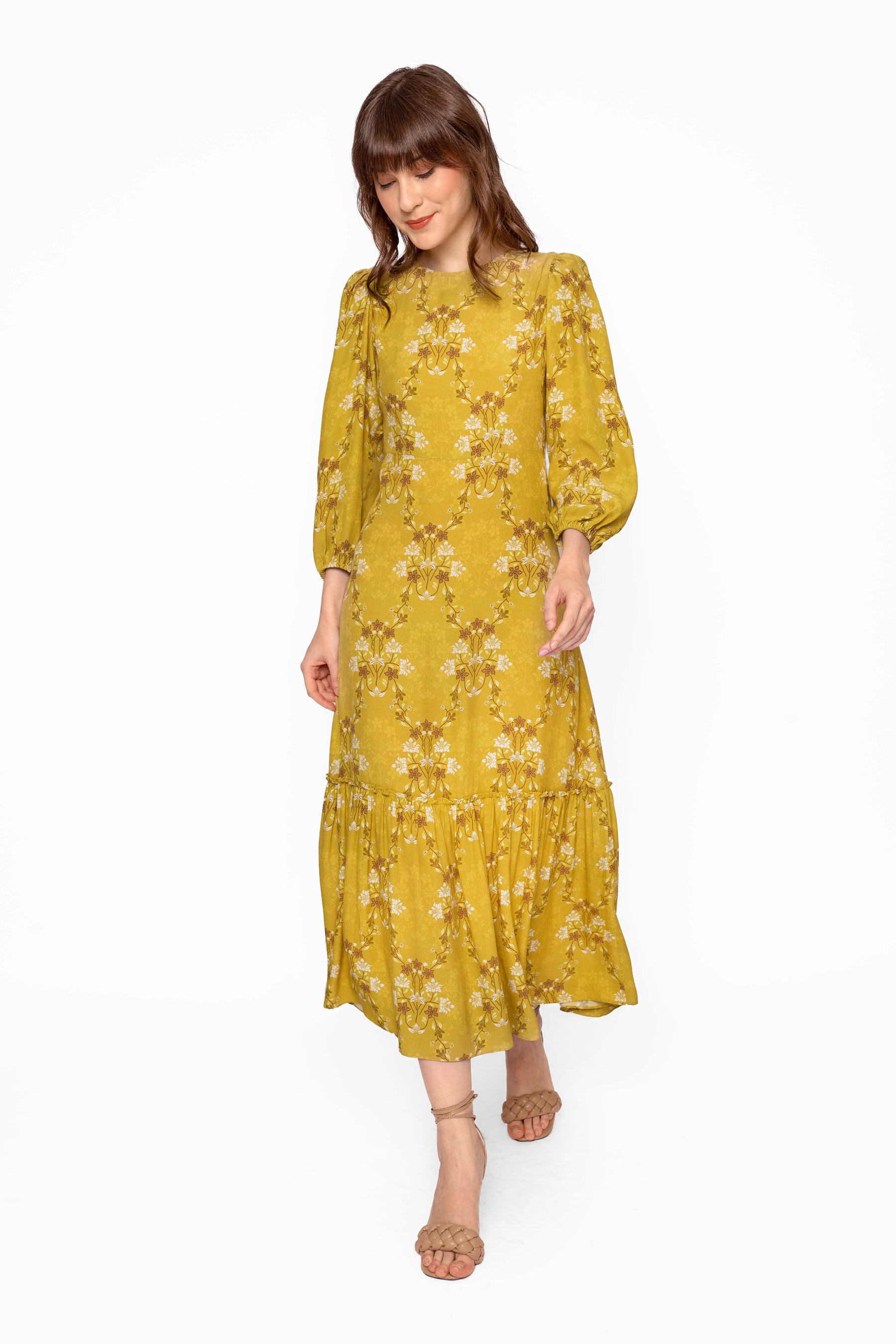NUALA Dress in Yellow Bunga