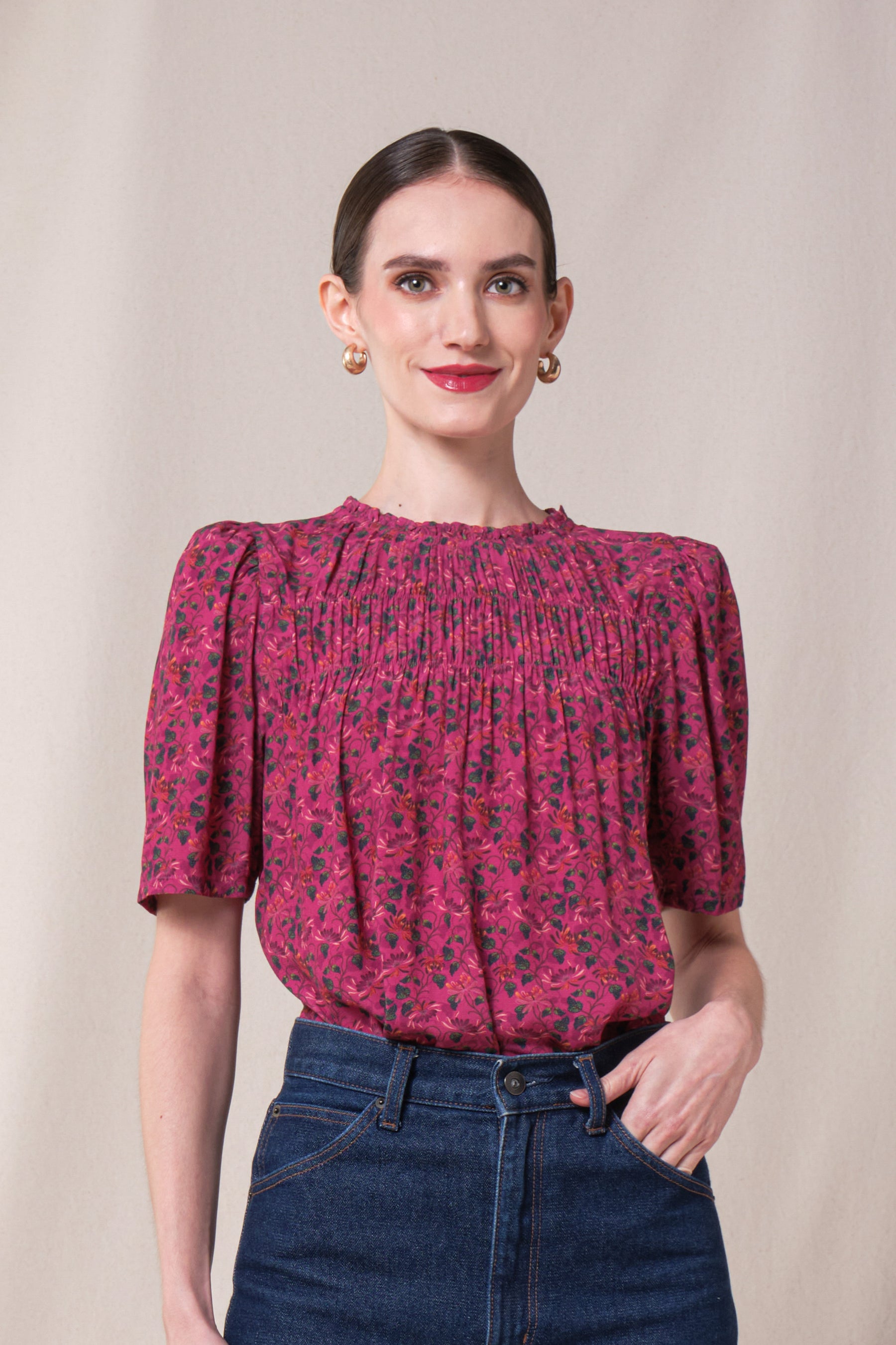 PAIGE Top in Pink Serunai