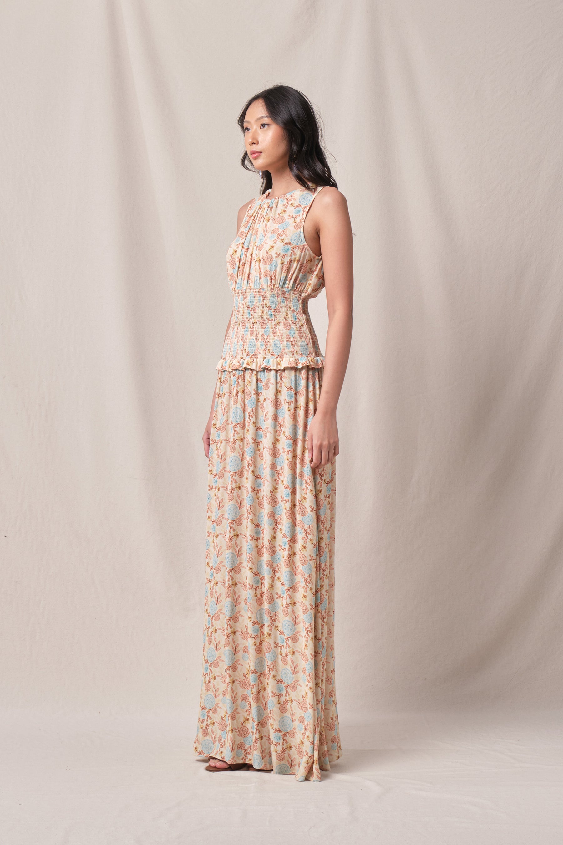 PAOLA Dress in Beige Marigold