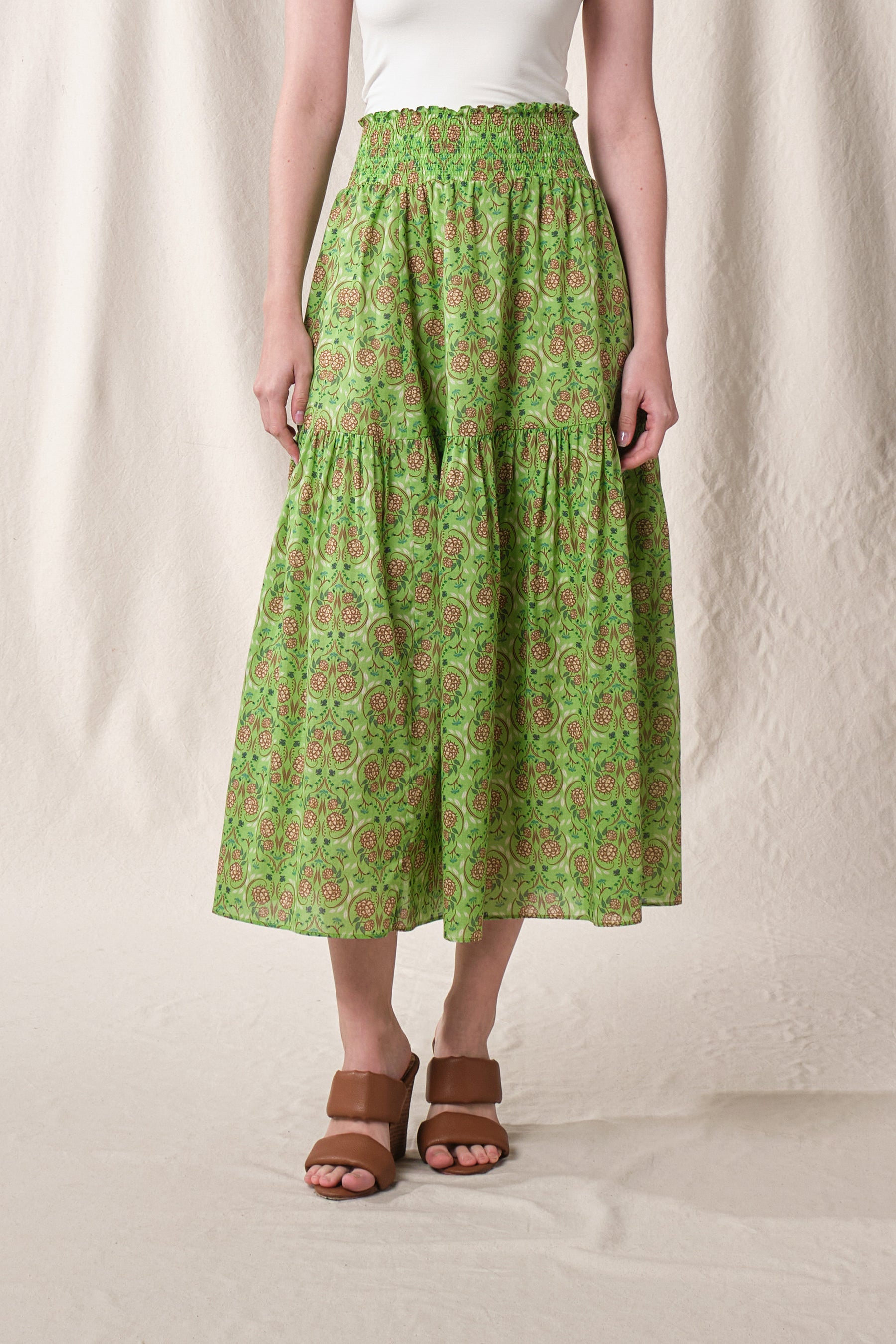 RIONA Skirt in Green Rosea