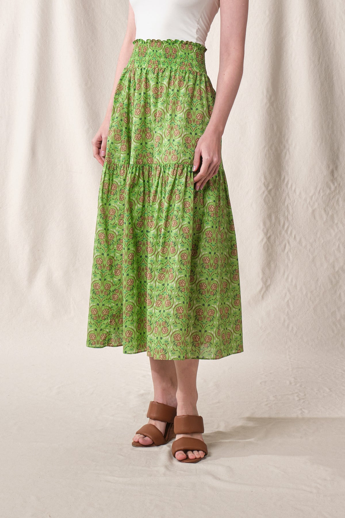 RIONA Skirt in Green Rosea