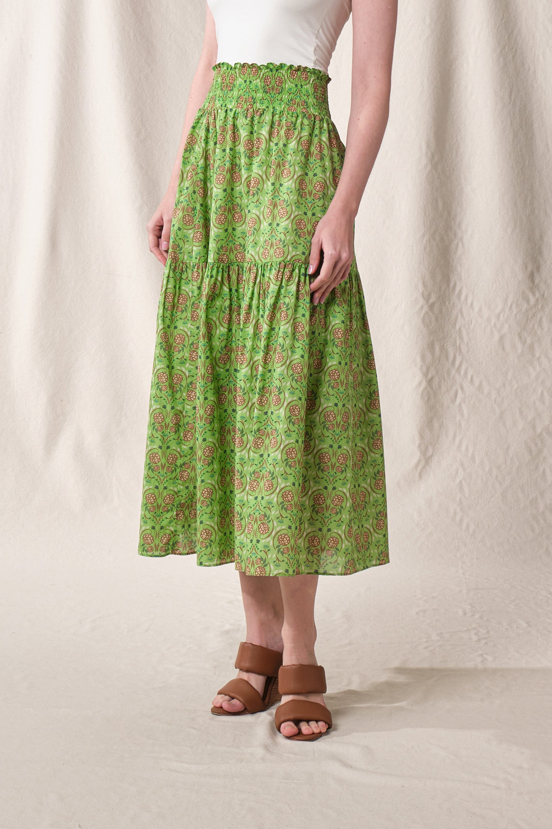 RIONA Skirt in Green Rosea