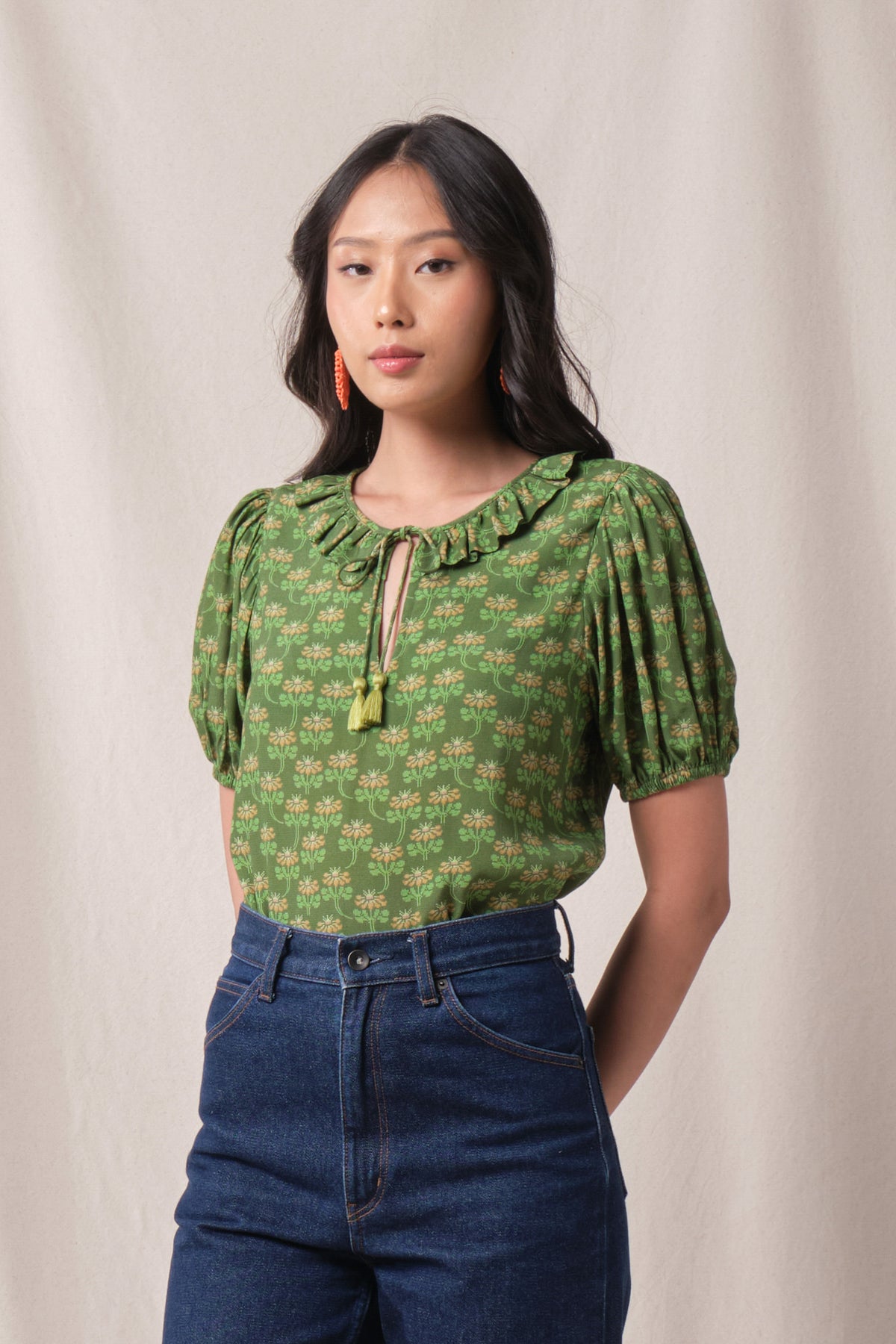 BUNDLING: Rosie Top in Green Melati and Mira Skirt in Green Melati