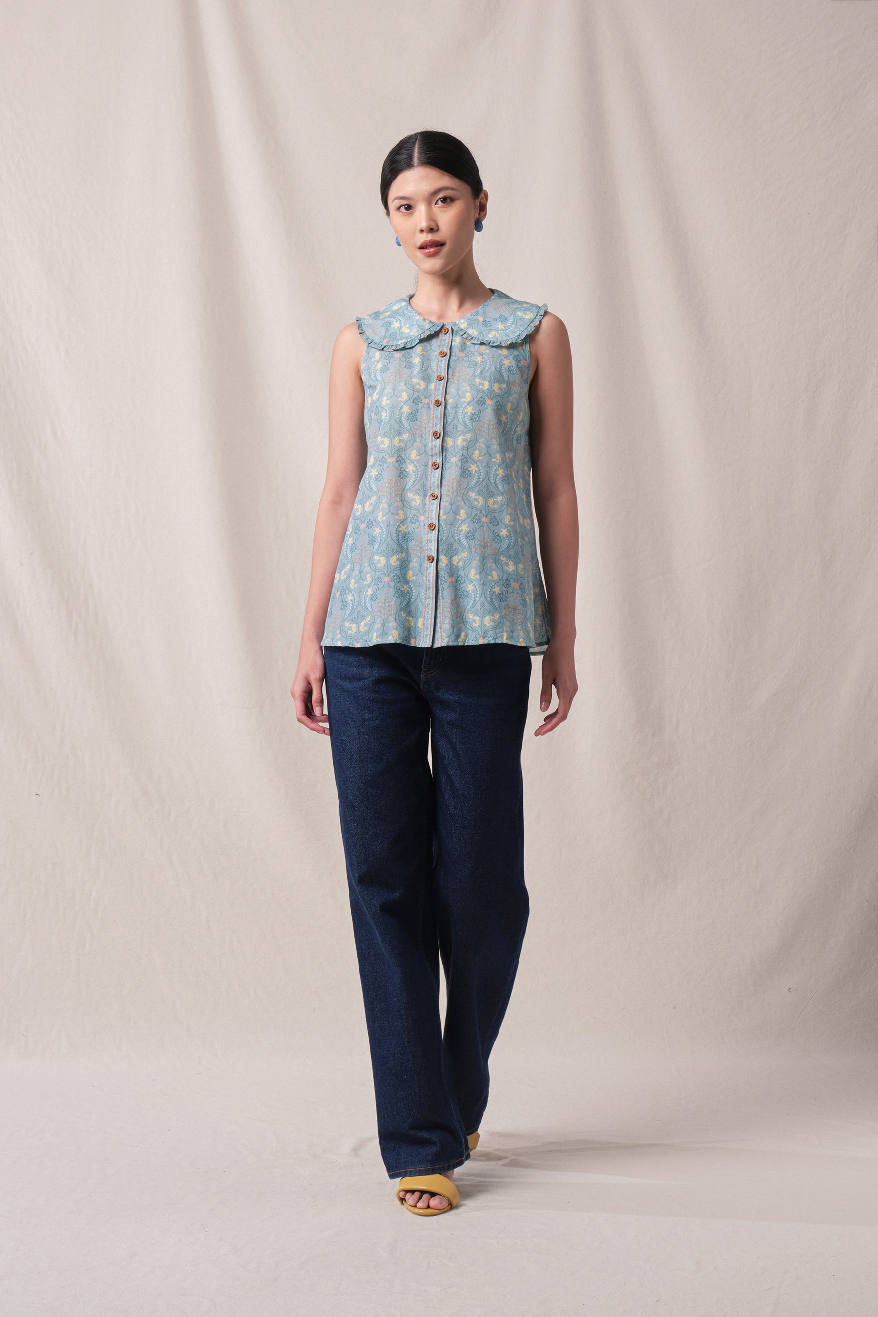 BUNDLING: Sabrina Top in Blue Segara and Sandy Skirt in Blue Segara