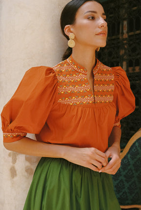 GWEN Top in Orange Sulam