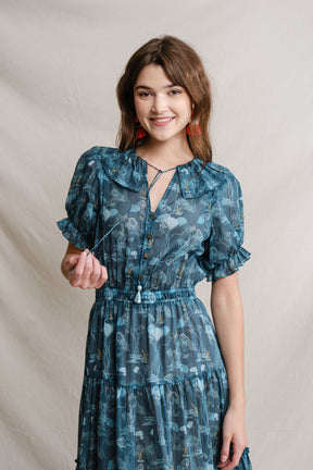 TARA Dress in Blue Mangrove