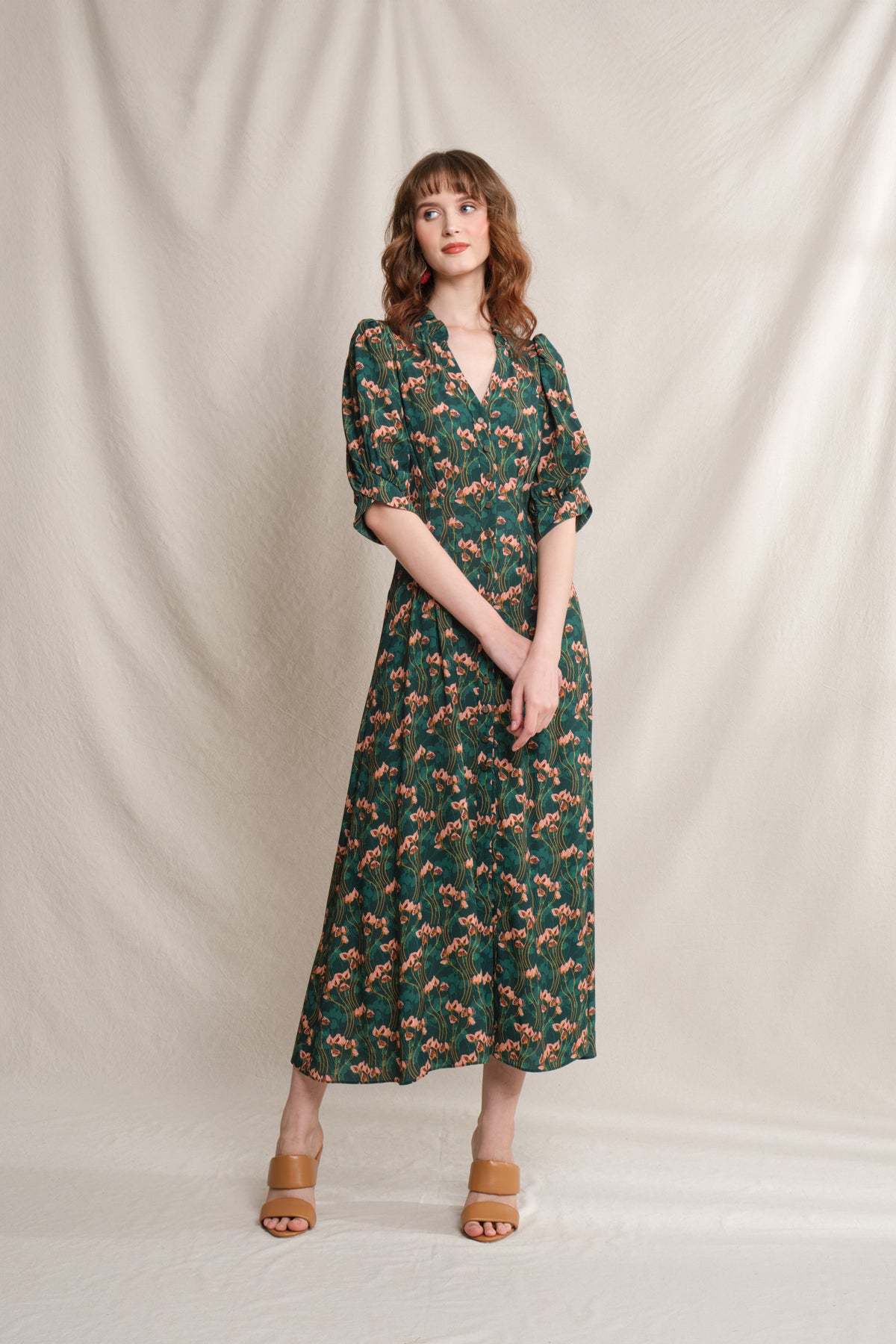 TINA Dress in Emerald Cassia