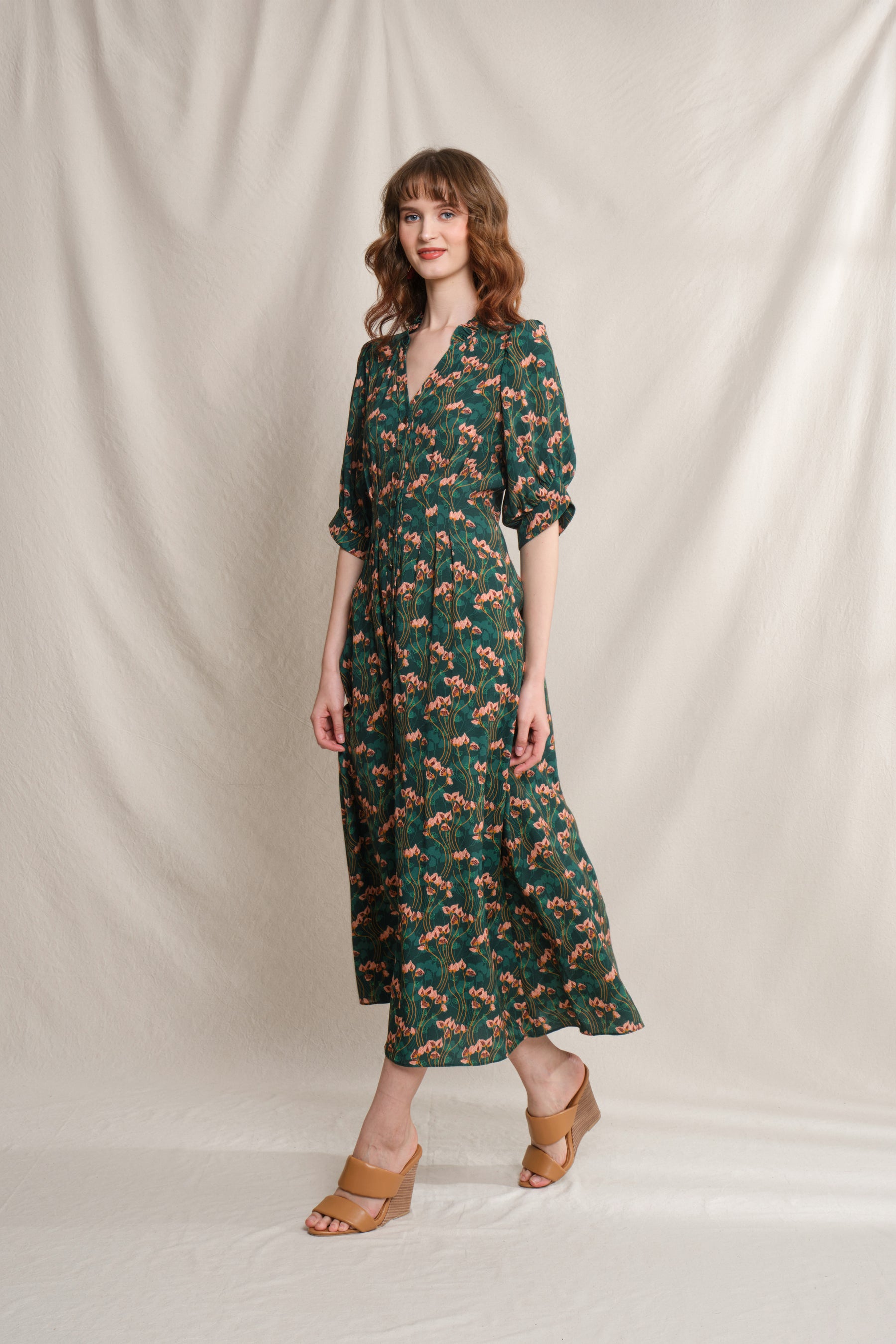 TINA Dress in Emerald Cassia