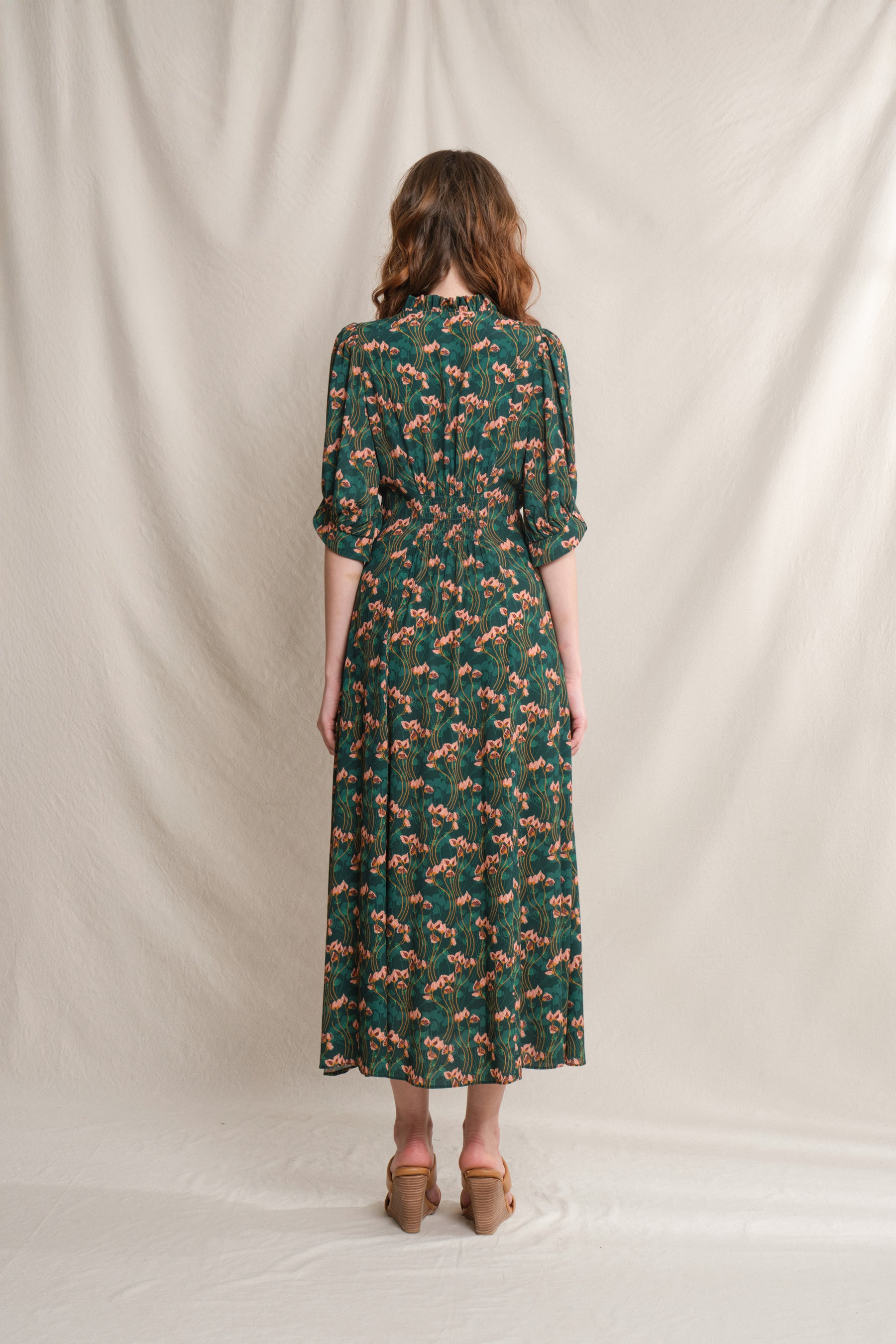 TINA Dress in Emerald Cassia