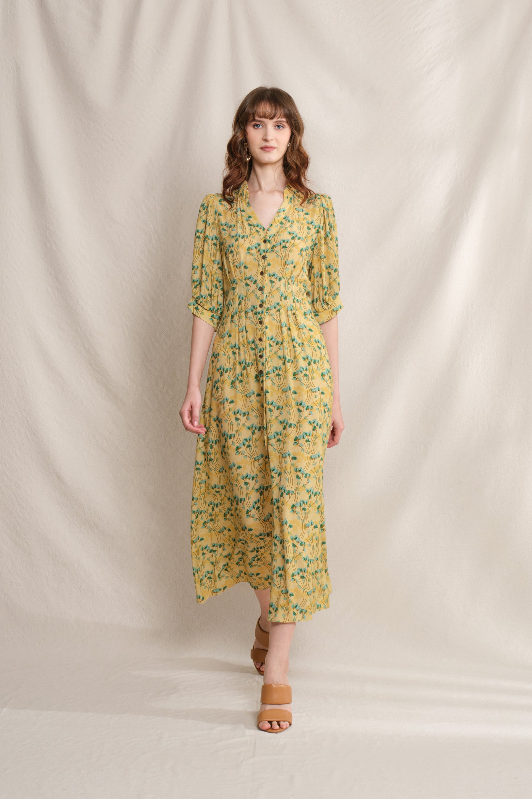 TINA Dress in Yellow Cassia