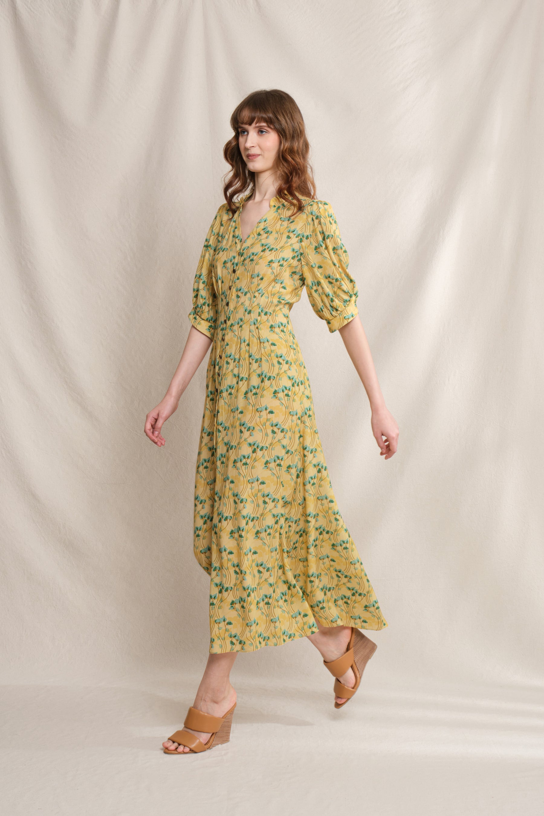 TINA Dress in Yellow Cassia