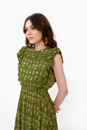 VINKA Dress in Green Tribal