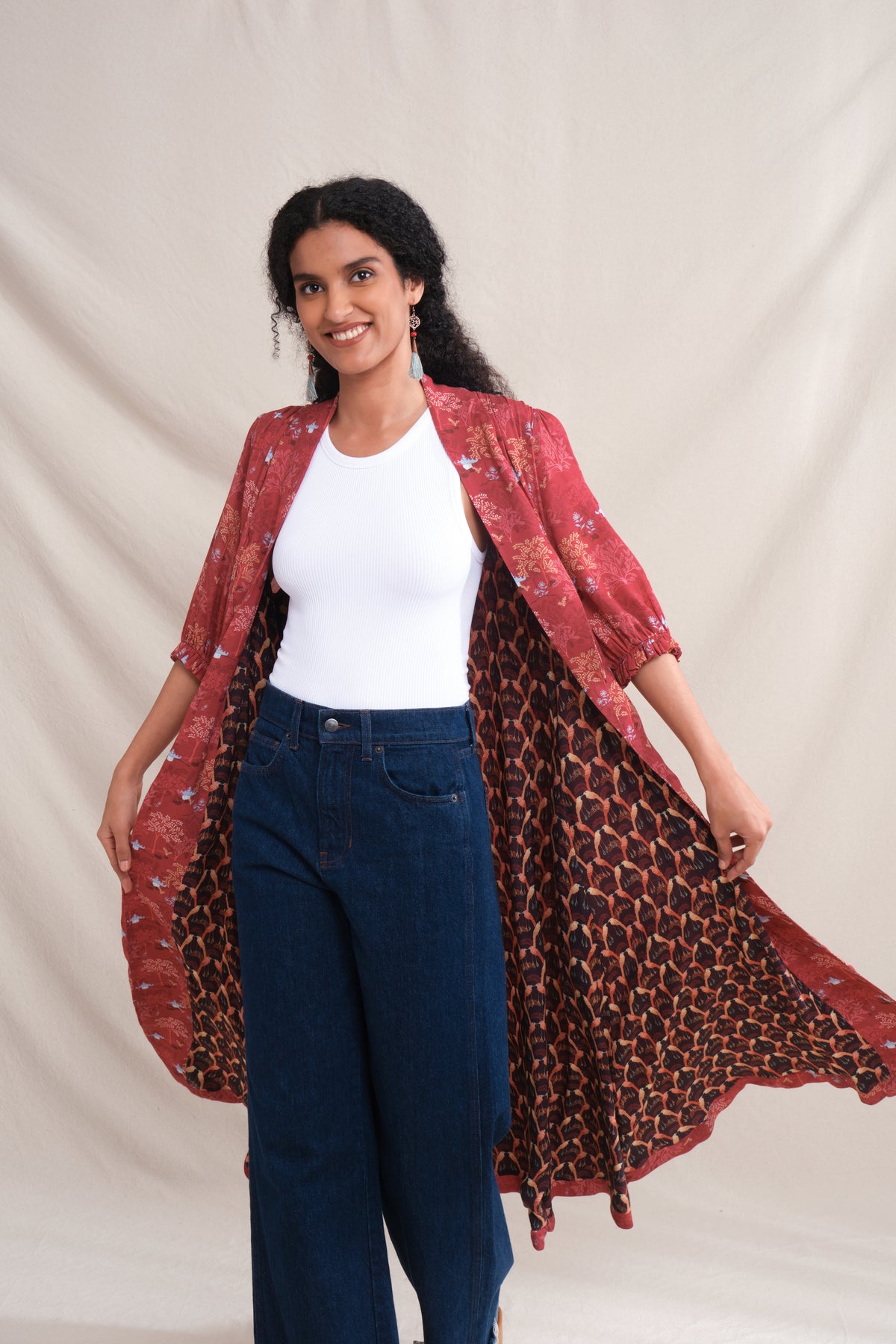 VIVIAN Outer in Red Tumpang