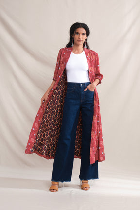 VIVIAN Outer in Red Tumpang