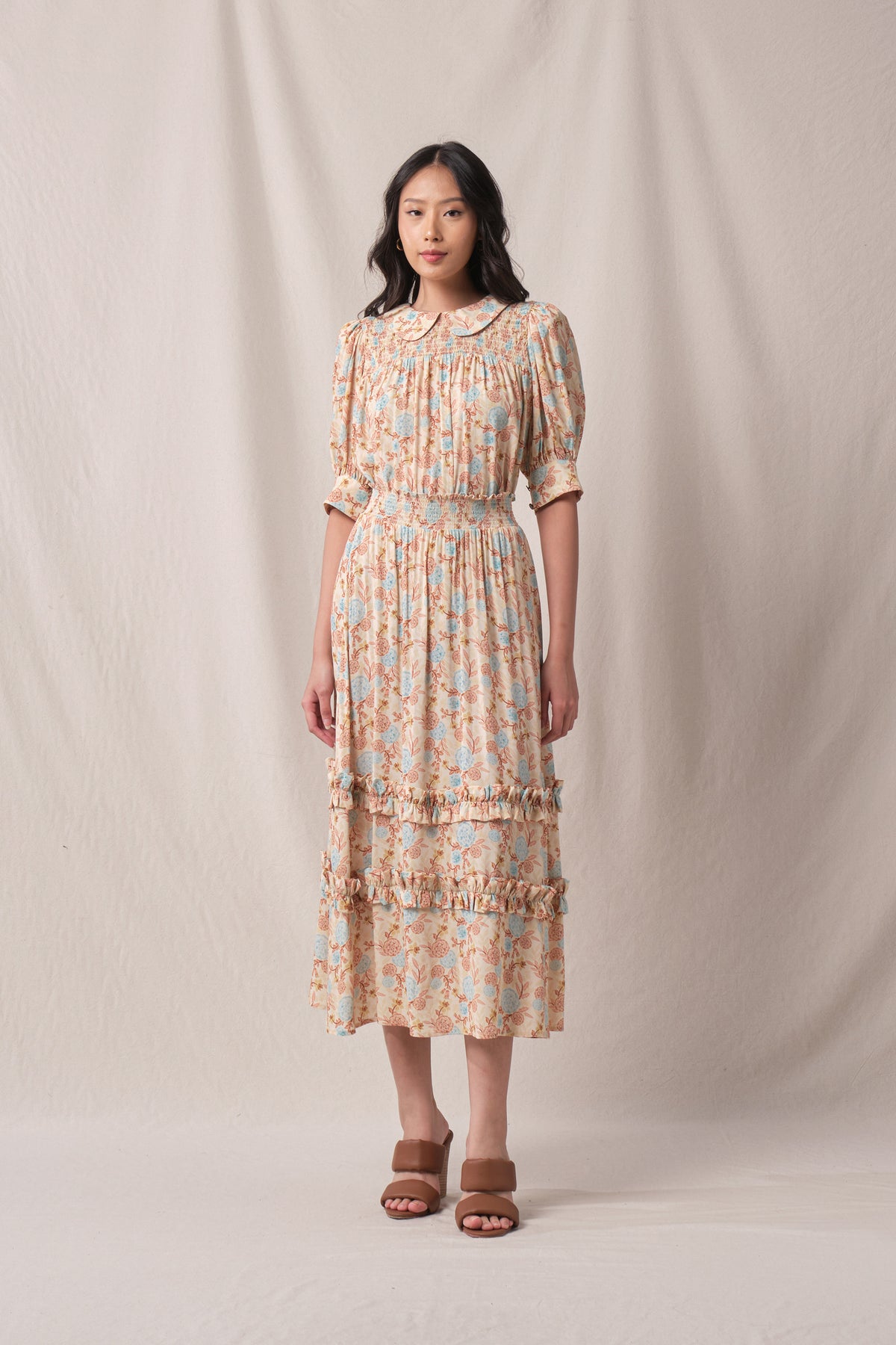 BUNDLING: Wanda Top in Beige Marigold and Taylor Skirt in Beige Marigold