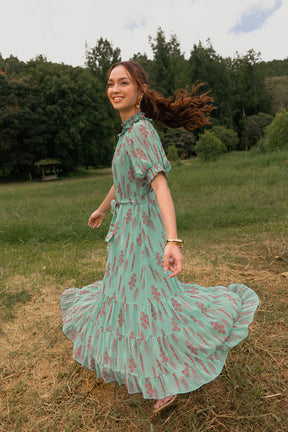 KIANA Dress in Blue Tulu