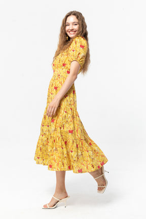ELINA Dress in Mustard Spices