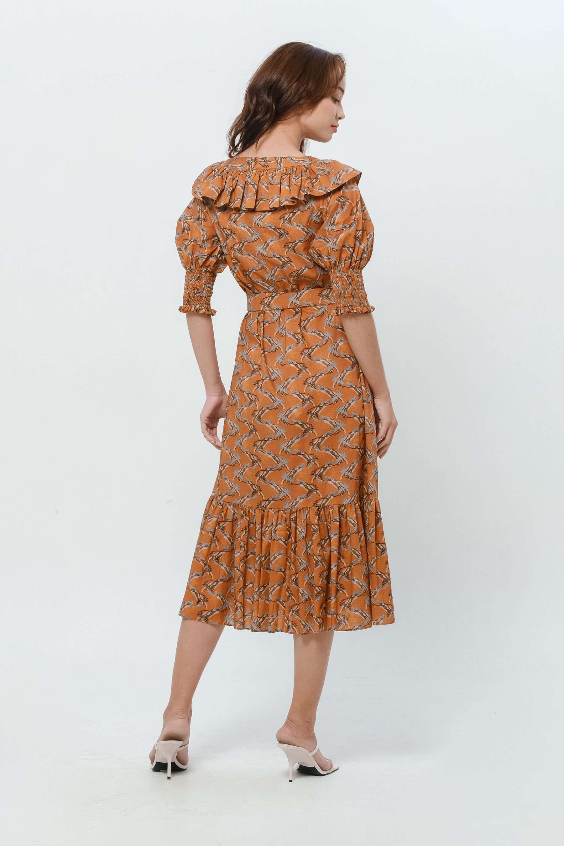 BENITA Dress in Orange Tenun