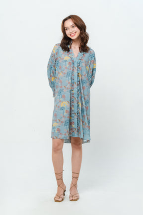 KALILA Dress in Blue Kuau