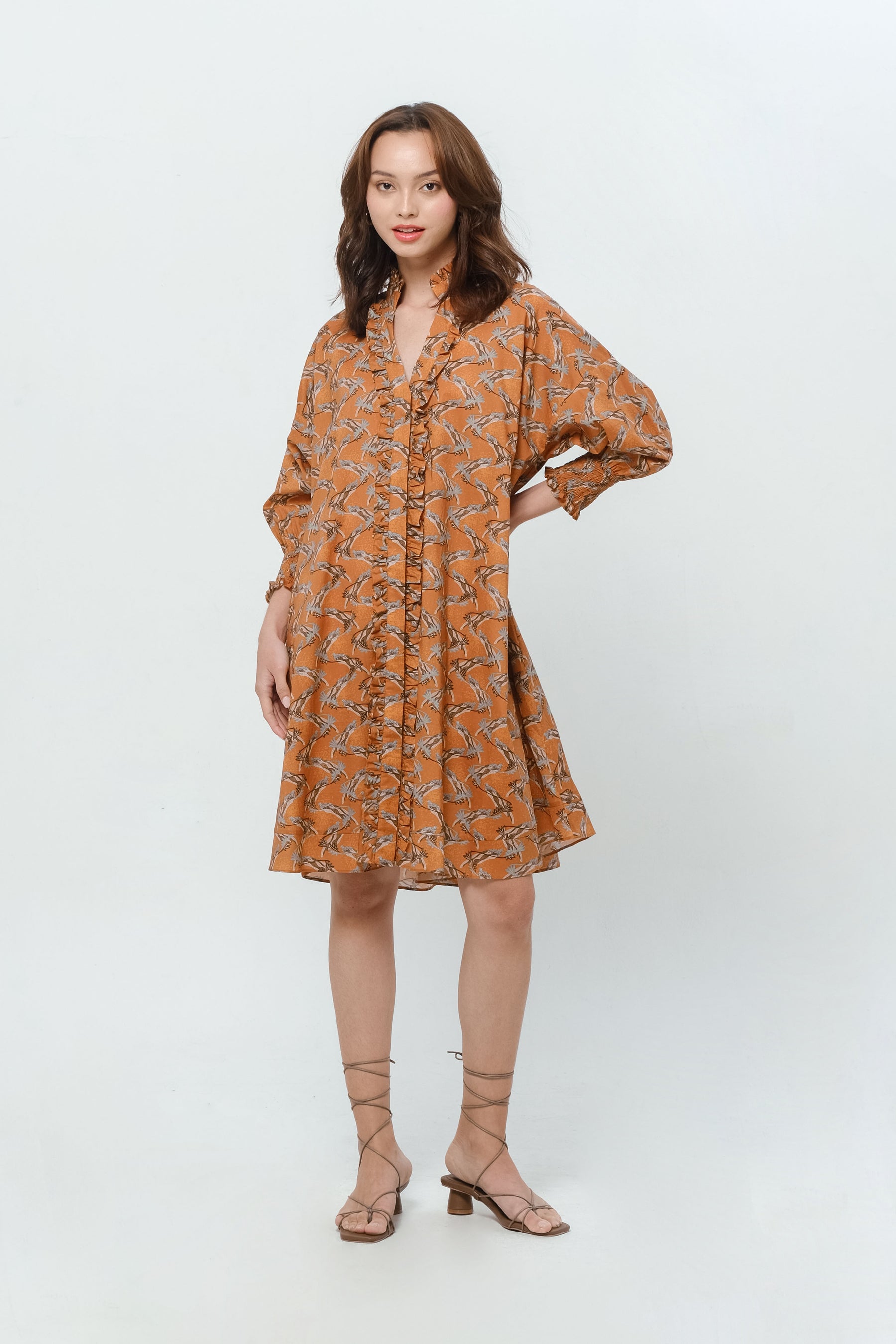 KALILA Dress in Orange Tenun