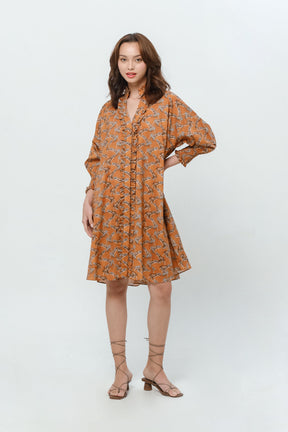 KALILA Dress in Orange Tenun